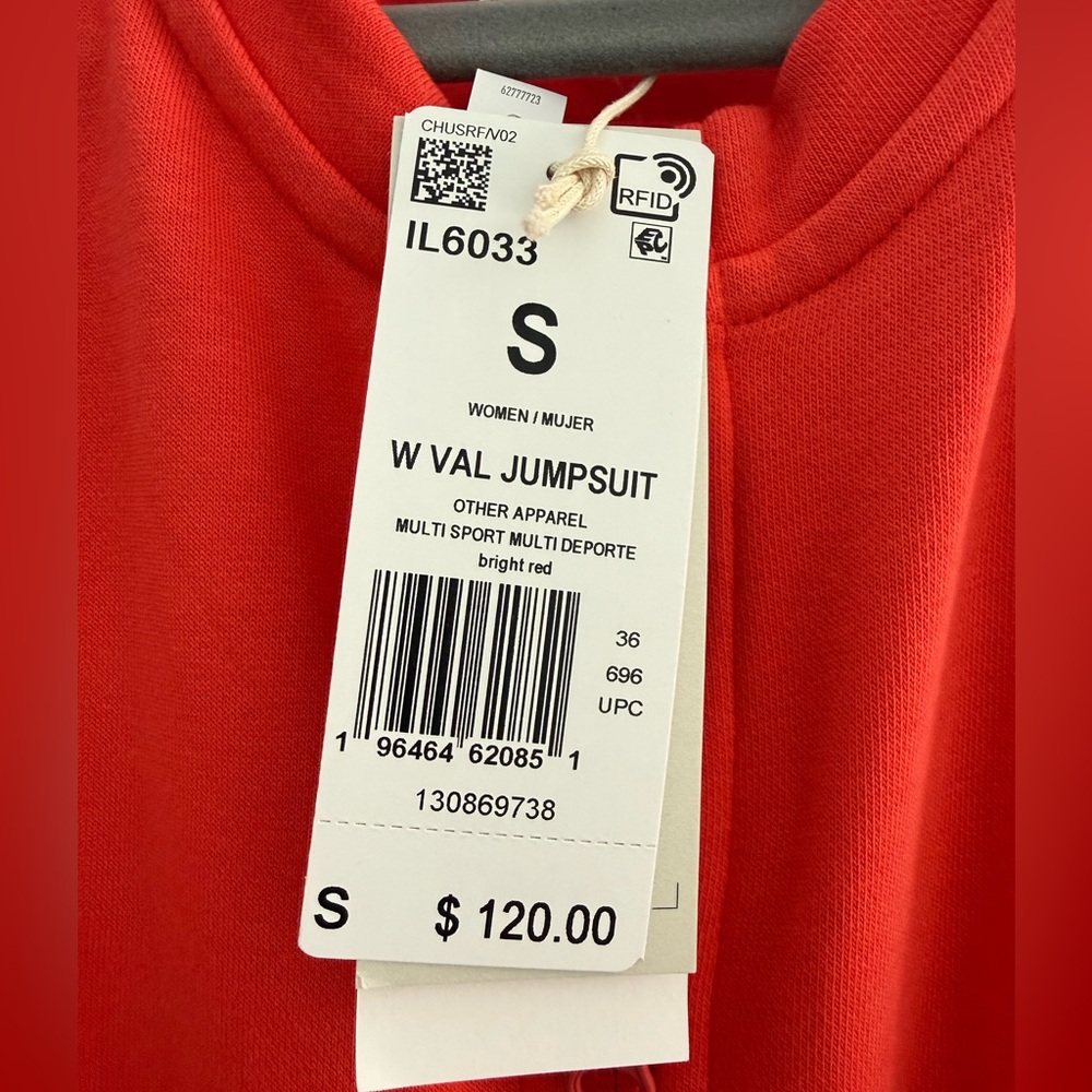 adidas Bright Red Drawstring Jumpsuit - Picture 5 of 10